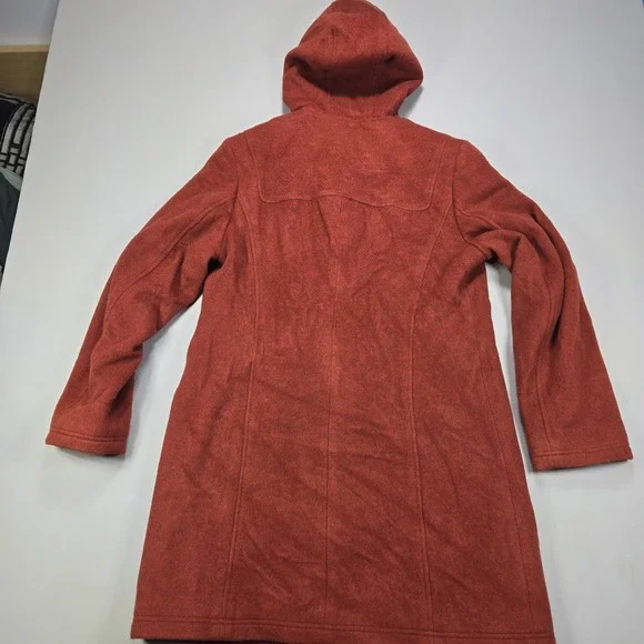 LLBean Bellandi Red Italian Wool Hooded Toggle Coat Womens Size 12 3M Thinsulate - Picture 2 of 10